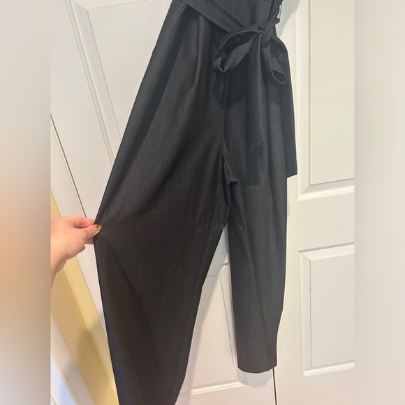 CK Sleeveless Pantsuit Jumpsuit with Statement Flutter Sleeve and Waist Tie - Picture 2 of 3